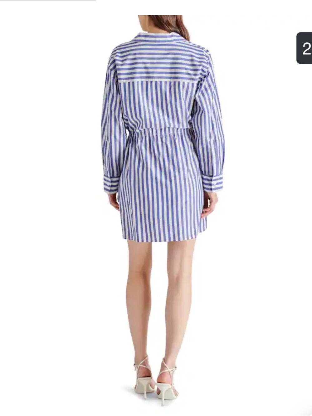 Steve Madden Rani Blue & White Vertical Stripe Shirt Dress. Sz Small. NWT - Picture 4 of 10